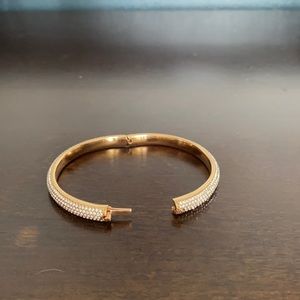 Rose gold pave hinged bracelet